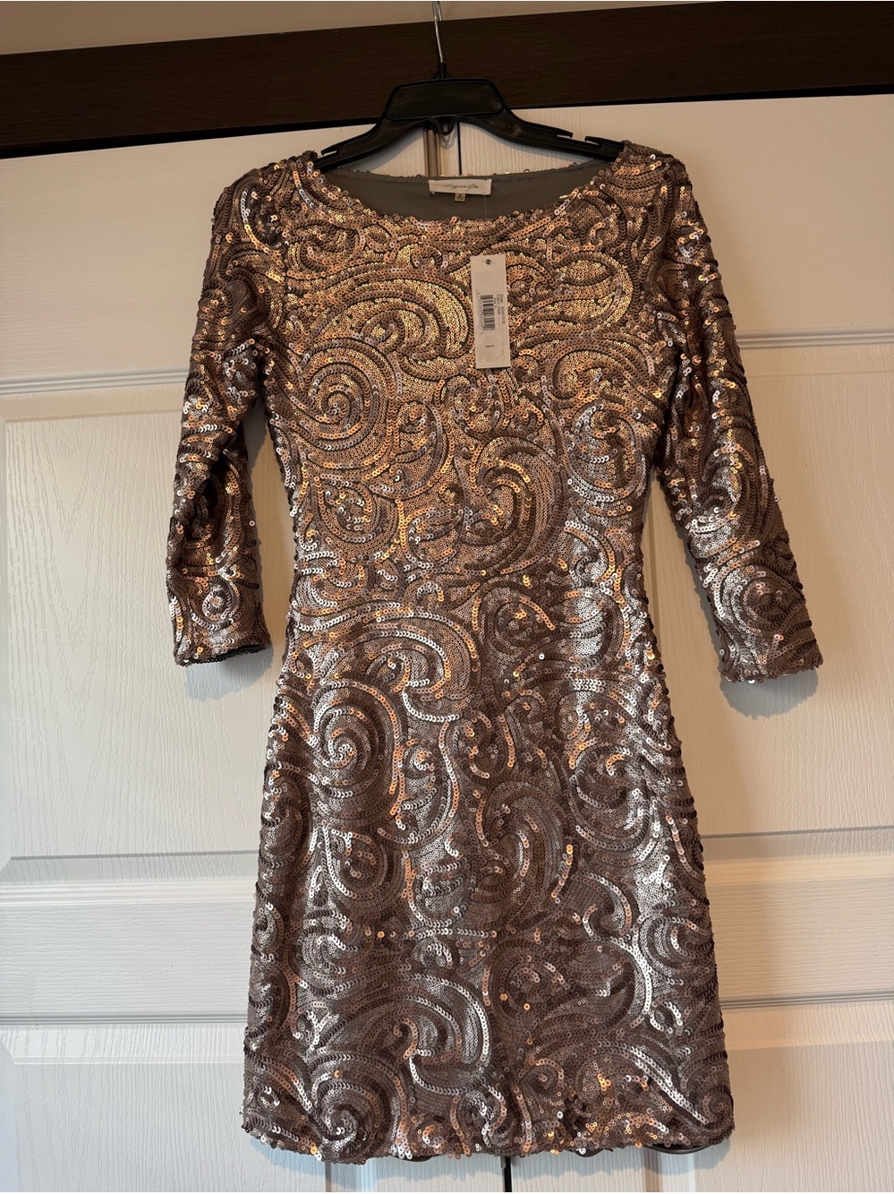Sugarlips Gold Sequin Lined Long Sleeve Mini-Dress/Above Knee NWT Size SML